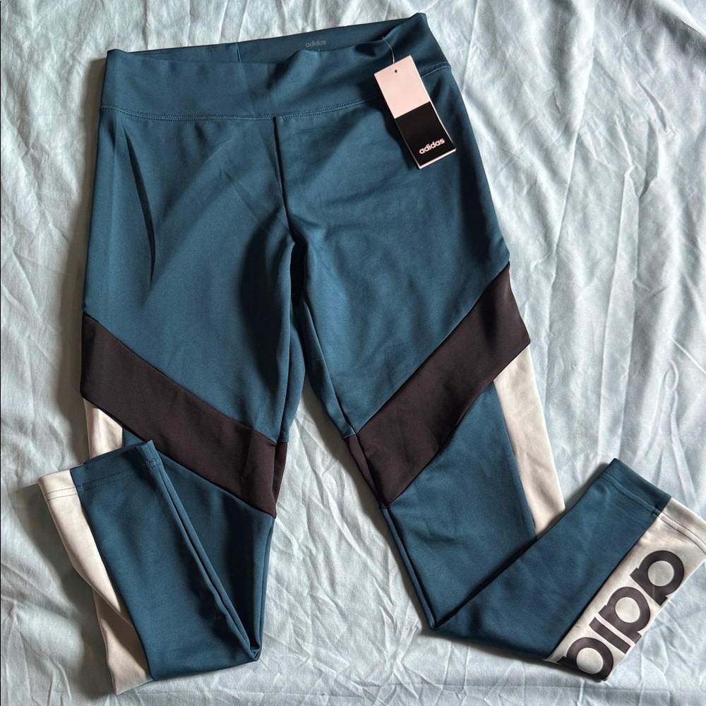 Adidas Women's Teal and Black Leggings